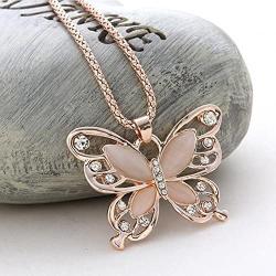 Comelyjewel Necklace Hollow Crystal Butterfly Pendant Necklace Jewelry for Women Girl Birthday Gifts Durable and Useful