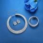 mecresh Wedding Bridal 1/2/3/4/5Row Rhinestone Crystal Jewelry Sets for Women(1 Earrings&Necklace&Bracelet)
