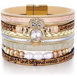 DESIMTION Animals Gifts for Girls Women, Sloth Elephant Owl Lovers Collector Wrap Bracelets Birthday Christmas Jewelry Gifts for Daughter Niece Granddaughter