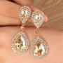 BriLove Womens Fashion Wedding Bridal Crystal Teardrop Infinity Dangle Earrings