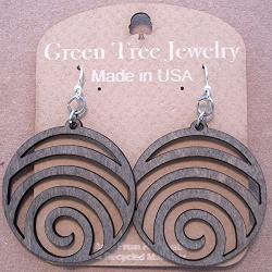 Wave laser-cut wood earrings sustainable eco-jewelry CHOOSE COLOR #1054