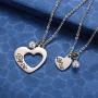 MIXJOY Sister Necklace for 2 Big Sis Little Sis Heart Pendant Necklace Set Stainless Steel