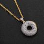 Moca Jewelry Iced Out Donuts Personalized Pendant 18K Gold Plated Bling CZ Simulated Diamond Hip Hop Necklace for Men Women