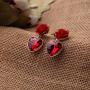 NORTHSTAR PEARLS AND JEWELRY: Red Color Rose and Heart Earrings, drop Hang Dangle Earrings.