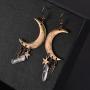 Lux Accessories burnished Gold Celestial Cresent Moon Star Charm Dangle Earrings