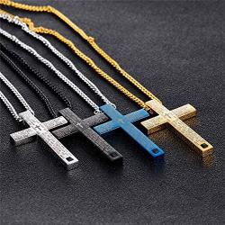 My Daily Styles Stainless Steel Lords Prayer Cross Necklace for Men - 24'' Inch Cross Pendant for Men - Mens Cross Necklace