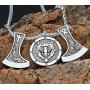 GuoShuang Men viking nordic odins wolf and raven rune pendant necklace
