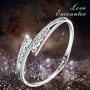 Menton Ezil Love Encounter Crystals Bangle Bracelets White Gold Plated Adjustable Hinged Jewelry