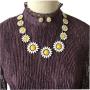 Peony.T Womens Daisy Flower Necklace Gold Chain Collar Necklace Earring Stud Set Mum Gift Jewelry Set