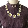 Peony.T Womens Daisy Flower Necklace Gold Chain Collar Necklace Earring Stud Set Mum Gift Jewelry Set Peony.T Womens Daisy Flower Necklace Gold Chain Collar Necklace Earring Stud Set Mum Gift Jewelry Set