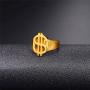 U7 Men Women Square/Rectangle/Arrow Band/Dollar Sign Signet Ring Personalized Biker Jewelry Size Range 7 to 13, Customized Text/Name/Coordinate/Number/Symbols Engrave, Gold/Black/Stainless 3 Colors