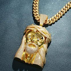 YIMERAIRE Hip Hop Jewelry 18K Gold Plated 3D Large Shark Pendant Iced Out Premium Zircon Fish Animal Creative Necklace with Free Rope Chain