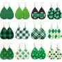 12 Pairs Leather Earrings Leaf Dangle Earring Lightweight Teardrop Earring Shamrock Drop Earrings for Women St. Patricks Day Gift 12 Pairs Leather Earrings Leaf Dangle Earring Lightweight Teardrop Earring Shamrock Drop Earrings for Women St. Patricks Day Gift