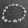 Sterling Silver Beach Bracelet, 7.5'' Length, Sand Dollar Starfish Seashell Pattern