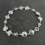 Sterling Silver Beach Bracelet, 7.5'' Length, Sand Dollar Starfish Seashell Pattern