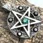 Wicca Jewelry Celtic Pentagram Pentacle Star Green-Black Crystal Gem Wiccan Pagan Witch Magic Healing Protection Amulet Pewter Mens Womens Pendant Necklace Charm for Men Women Silver Ball Chain Wicca Jewelry Celtic Pentagram Pentacle Star Green-Black Crystal Gem Wiccan Pagan Witch Magic Healing Protection Amulet Pewter Mens Womens Pendant Necklace Charm for Men Women Silver Ball Chain
