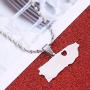 Stainless Steel Silver Color Puerto Rico Map Pendant Necklaces For Women Puerto Ricans Map Chain Jewelry