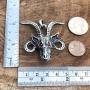 Church of Satan Goat Head Demon Skull Red Crystal eyes Jewelry Baphomet Satanic Devil LaVeyan Satanism Luciferian Gothic Protection Amulet Pewter Mens Pendant Necklace charm for men Silver Ball Chain