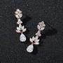 SWEETV Teardrop Wedding Earrings for Brides Birdesmaid, Crystal Cubic Zirconia Bridal Drop Earrings for Women Prom