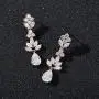SWEETV Teardrop Wedding Earrings for Brides Birdesmaid, Crystal Cubic Zirconia Bridal Drop Earrings for Women Prom
