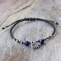NOVICA Lapis Lazuli Adjustable Beaded Bracelet with .925 Sterling Silver Elephant Pendant, 7'', Spiritual Elephant