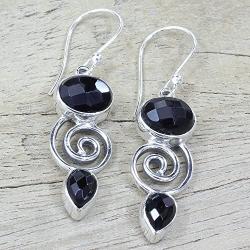 NOVICA Onyx .925 Sterling Silver Dangle Earrings Romantic Journey