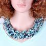HAHA&TOTO Luxury Full Crystal Beaded Necklace for Women 2-Layers Knitting Fashion Statement Choker Necklace by Handmade Party Prom Jewelry 7 Colors