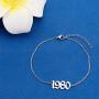 FAADBUK Birth Years Anklet Initial Year Number Silver Pendant Anklets 1980-2020 Initial Year Number Anklet Old English Arabic Number Stainless Steel Friendship Ankle Bracelet