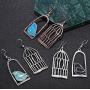 YINLIN Fashion Antique Lovely Asymmetric Birdcage Dangle Earring Enamel Bird In Cage Animal Jewelry