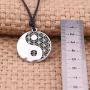 Yin Yang Taoist Symbol of Balance Pendant Necklace Adjustable Rope Necklace for Men and Women