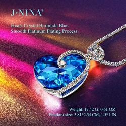 J.NINA ♥Aphrodite Day Women Necklace Gift Blue Crystal Heart and Flower Pendents Necklace for Women with Crystal Fashion Women Jewelry Passed SGS Test