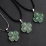 iSTONE Four Leaf Clover Pendant Necklace Green Aventurine Gemstone Pendant Necklace 18'' (Green Aventurine)