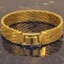 Lifetime Jewelry 13mm Vintage Flat Basket Weave Bracelet 24k Real Gold Plated for Women and Men