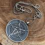 Church of Satan Jewelry The Sigil of Baphomet SAMAEL-LILITH Inverted Pentacle Pentagram Star Satanic Devil LaVeyan Satanism Wicca Witchcraft Pewter Mens Pendant Necklace charm men w Silver ball chain