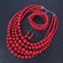 HaHaGirl Faux PearlStrands Jewelry Sets for Women Include Necklace Bracelet and Earrings Set