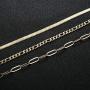 Florideco 3 Pcs Gold Plated Figaro Chain Necklace Stainless Steel Paperclip Link Chain Necklace for Women Men Dainty Flat Herringbone Chain 4mm Wide 16-24 Inch