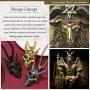 FaithHeart Leviathan Satanic Brimstone Cross Necklace, Gold Plated Satan Church Jewelry, Alchemical Symbol for Brimstone Pendant with Chain, Satan Goat Necklaces