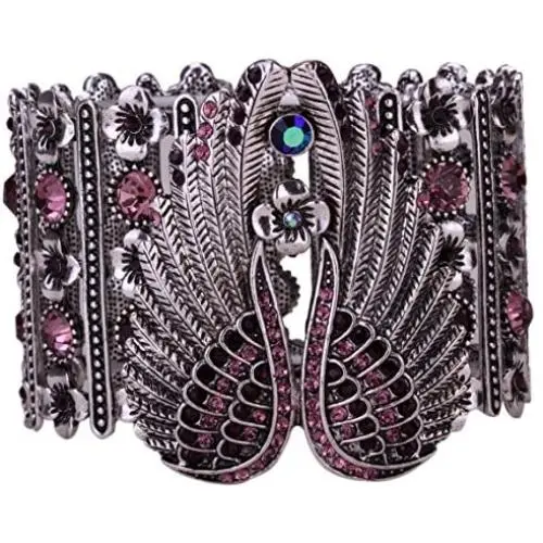 YACQ Womens Angel Wings Stretch Cuff Bracelets - Elastic Band Fit Wrist 6-1/2 To 7-1/2 Inch - Lead & Nickle Free - 2 Inch Wide - Women Girls Biker Jewelry YACQ Womens Angel Wings Stretch Cuff Bracelets - Elastic Band Fit Wrist 6-1/2 To 7-1/2 Inch - Lead & Nickle Free - 2 Inch Wide - Women Girls Biker Jewelry