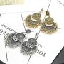 Finrezio 2Pairs Traditional Ethnic Bali Jhumka Jhumki Brocade Lotus Mexico Gypsy Dangle Earrings for Women Girls