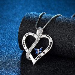 FANCYCD Holiday Deals Week I Love You to the Moon and Back'' Love Heart Necklace, Jewelry for Women & Girls, Gifts for Girlfriend, Wife, Sister, Grandma, Mom