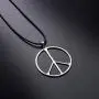 S925 Sterling Silver Peace Sign Hippie Party Accessories Pendant Necklace for Women