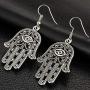 Ancient Evil Eye Hamsa Fatima Hand Drop Earrings for Women Filigree Palm Dangle Earring Jewelry