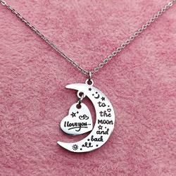 Jewelady I Love You to The Moon and Back Womens Necklace,Birthday Gifts Idea for Mom Sister Daughter Grandma,Present for Women Girls,Family Present for Her.