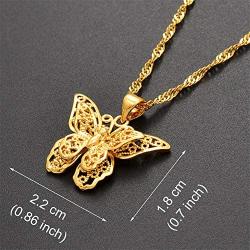 kelistom 14K Gold/18K Gold Plated Hollow Butterfly Pendant Necklace for Women Men Girls Boys, 2” Extension