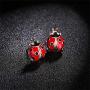 Cute Ladybug Rhinestone Locking Back Stud Earrings Hypoallergenic Lifelike Animal Cartoon Stud Earrings for Women Girls Teens Birthday Friendship Party Accessories Jewelry Gift