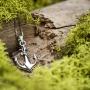 Honolulu Jewelry Company Sterling Silver Ship Anchor and Rope Necklace Pendant with 18'' Box Chain