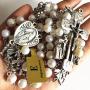 elegantmedical Stations of the Cross Prayer Rosary Real White Pearl Beads Necklace Catholic Gifts Box