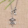 KUIYAI Stethoscope Nurse Hat Lariat Y Necklace with RN Syringe Charms for Nurse Doctor
