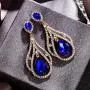 BriLove Womens Wedding Bridal Crystal Peacock Feather Shape Teardrop Chandelier Dangle Earrings BriLove Womens Wedding Bridal Crystal Peacock Feather Shape Teardrop Chandelier Dangle Earrings