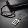Jakob Miller Rainbow Necklace and Bracelet Set Stainless Steel Dog Tag Pendant Necklace and Handmade Magnet LGBT Pride Leather Bracelet for Unisex